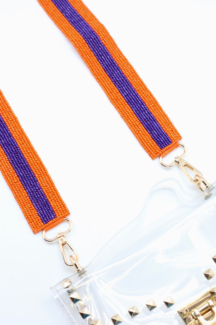 Striped Beaded Strap - Orange and Purple
