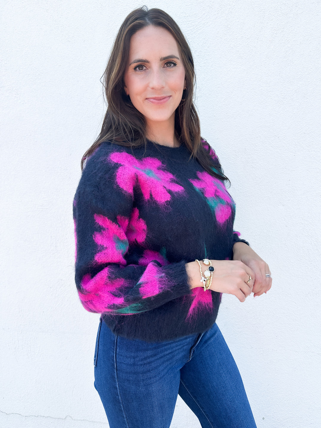 Pick Pink Daisies Sweater