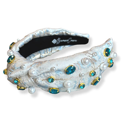 Jacquard Headband with Pearls and Crystals
