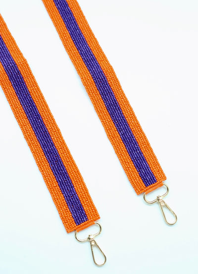 Striped Beaded Strap - Orange and Purple